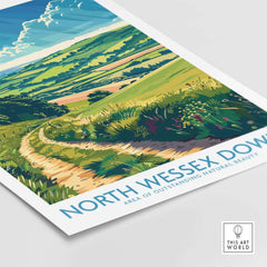 North Wessex Downs Art Print showcasing stunning English countryside scenery and vibrant colors.