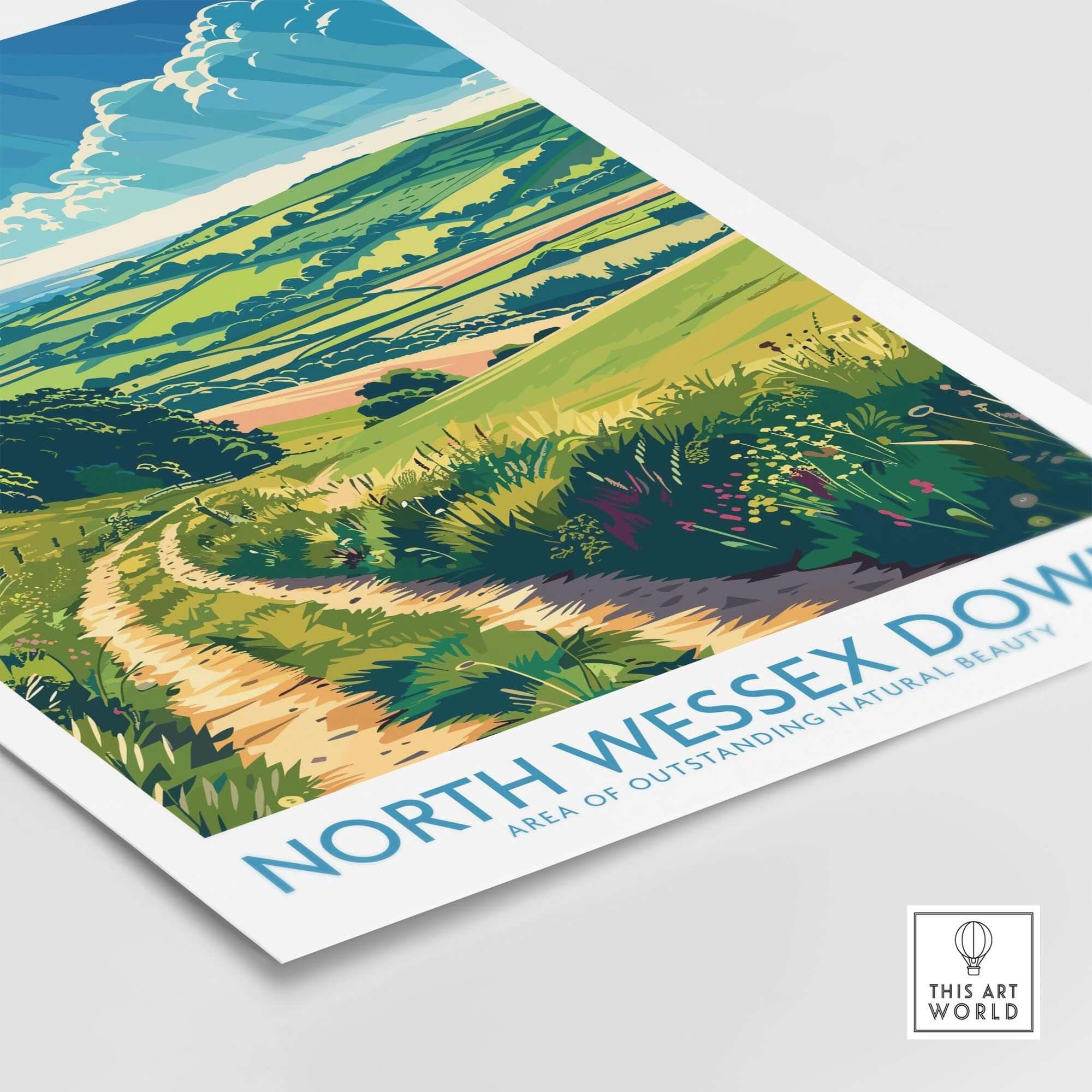 North Wessex Downs Art Print showcasing stunning English countryside scenery and vibrant colors.