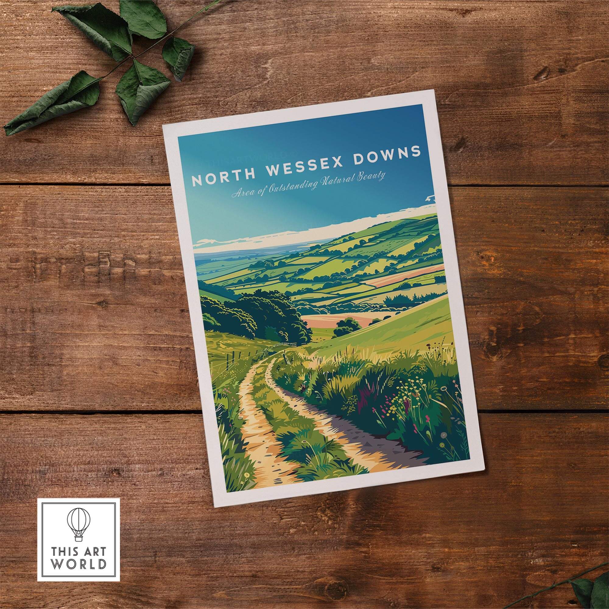 North Wessex Downs Poster showcasing the picturesque rolling hills of Southern England.