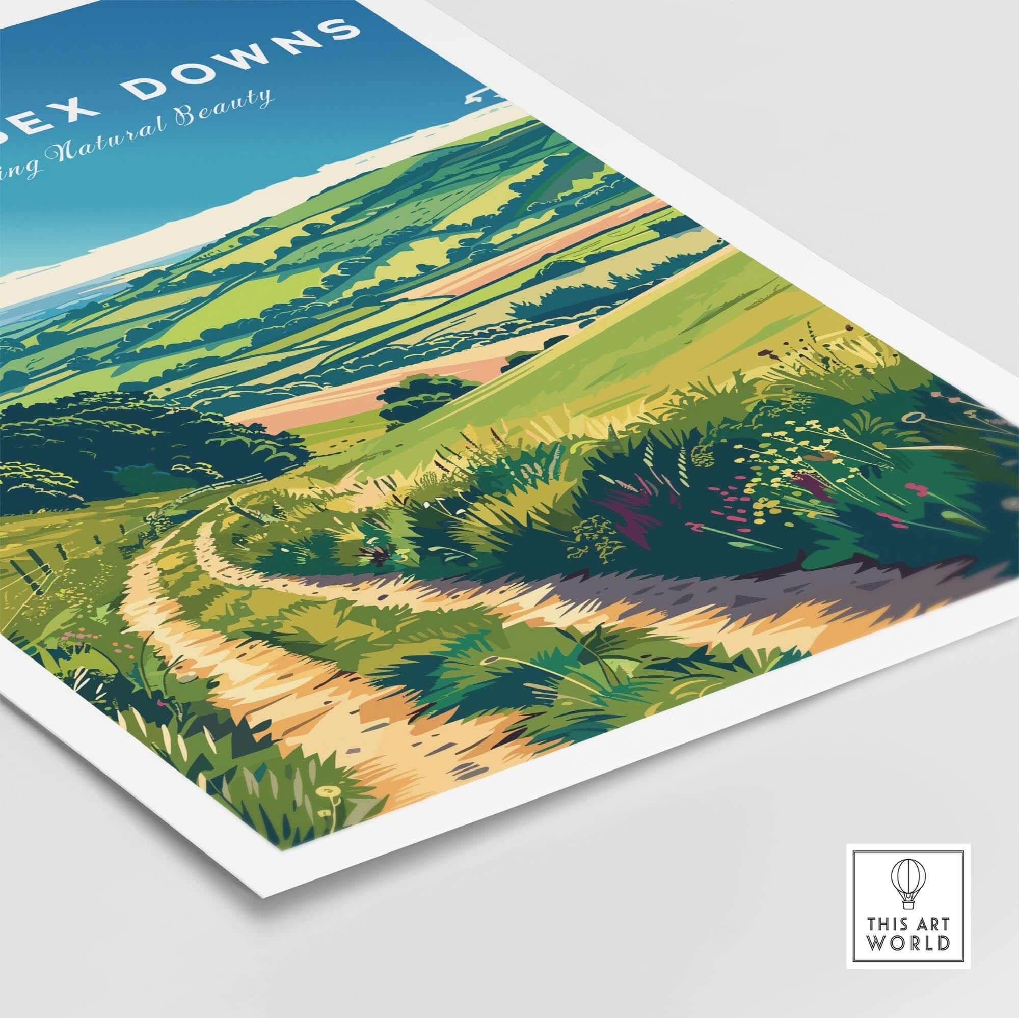 North Wessex Downs Poster showcasing the scenic rolling hills of Southern England and its natural beauty.