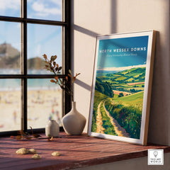 North Wessex Downs Poster framed art print showcasing picturesque rolling hills of Southern England.