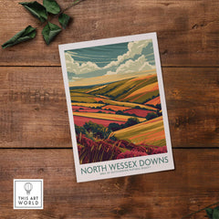 North Wessex Downs Travel Print showcasing the scenic landscapes of the Area of Outstanding Natural Beauty.