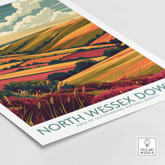 North Wessex Downs Travel Print showcasing the breathtaking landscapes and natural beauty of the area.