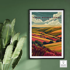 North Wessex Downs Wall Art Print showcasing a vibrant landscape of an AONB, enhancing home or office decor.