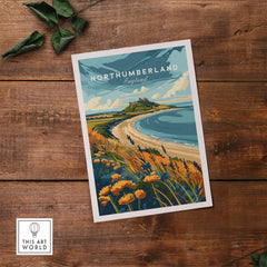 Northumberland Coast Print featuring vibrant seascapes and wildflowers on the Northumberland coastline.
