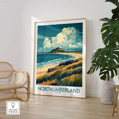 Northumberland Coast Travel Poster showcasing stunning coastal scenery and landscapes in England.