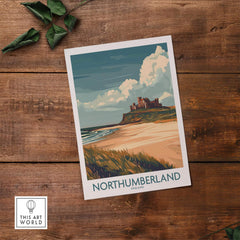 Northumberland Wall Art Poster -  Bamburgh Castle showcasing a beautiful landscape with Bamburgh Castle.
