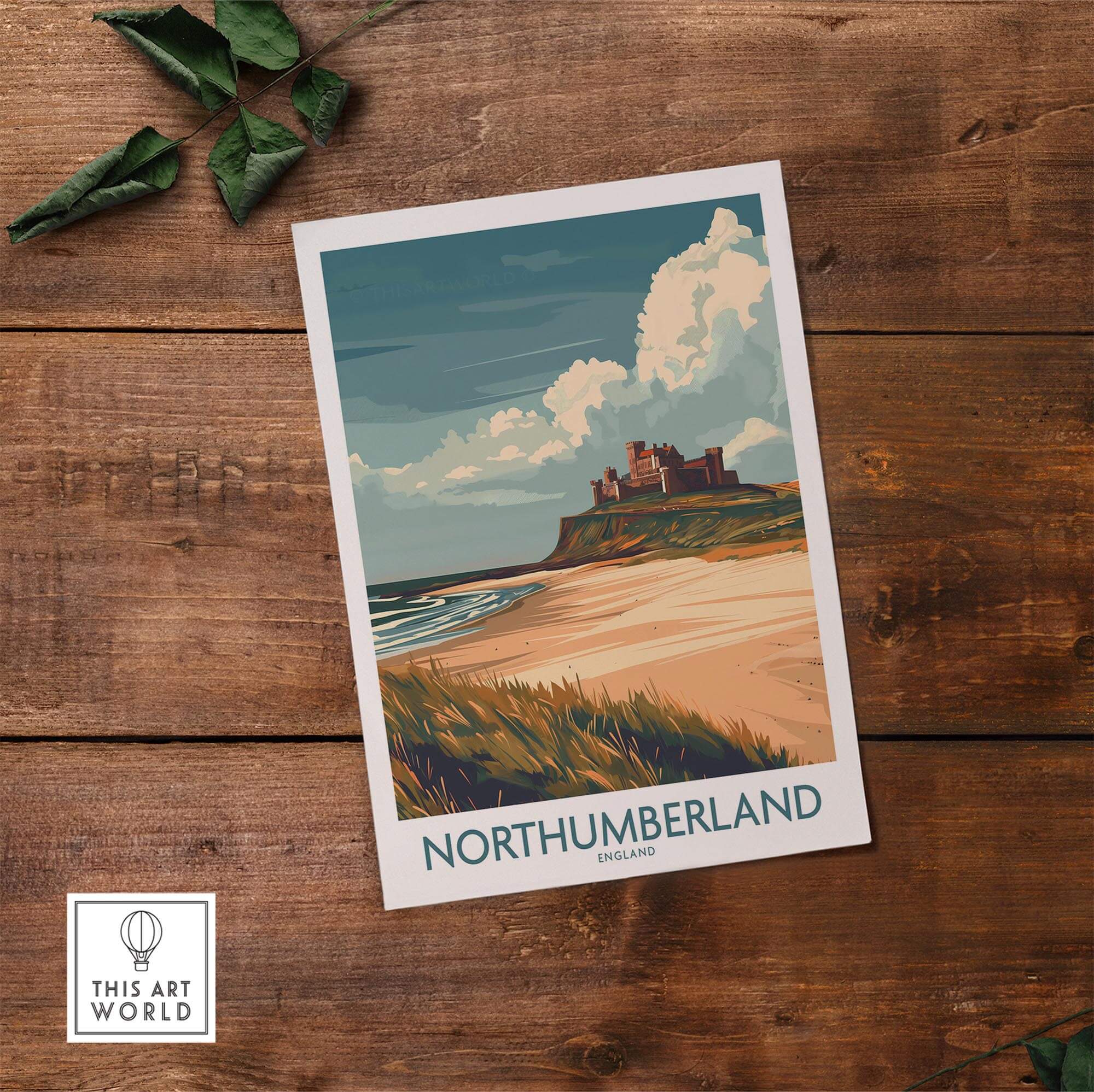 Northumberland Wall Art Poster -  Bamburgh Castle showcasing a beautiful landscape with Bamburgh Castle.