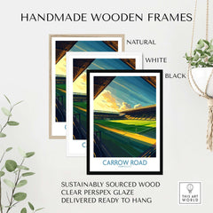 Norwich City - Carrow Road inspired Football Stadium Wall Art Print framed in natural, white, and black handmade frames.