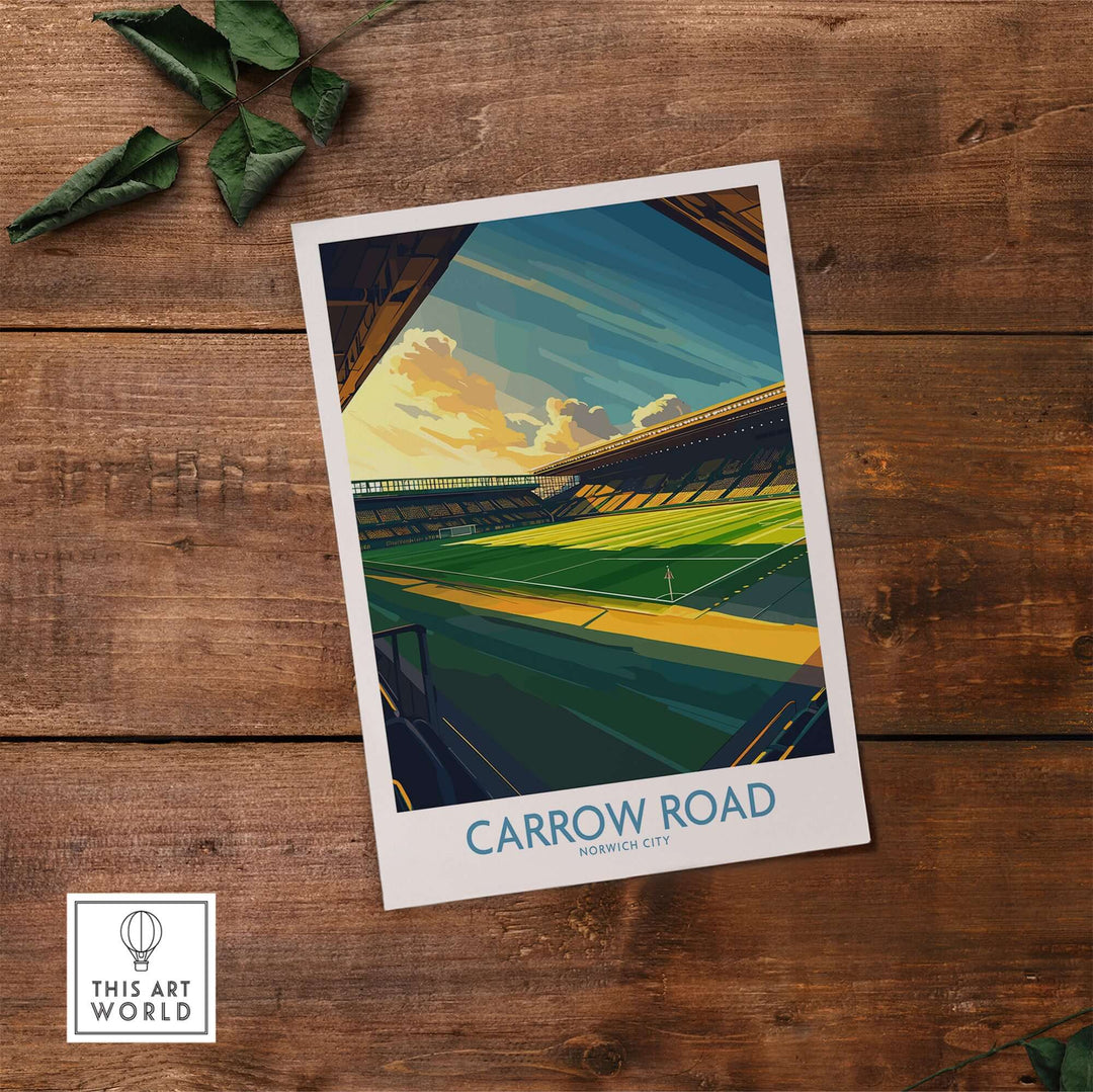 Norwich City Carrow Road Football Stadium Wall Art Print showcasing vibrant colors and design.