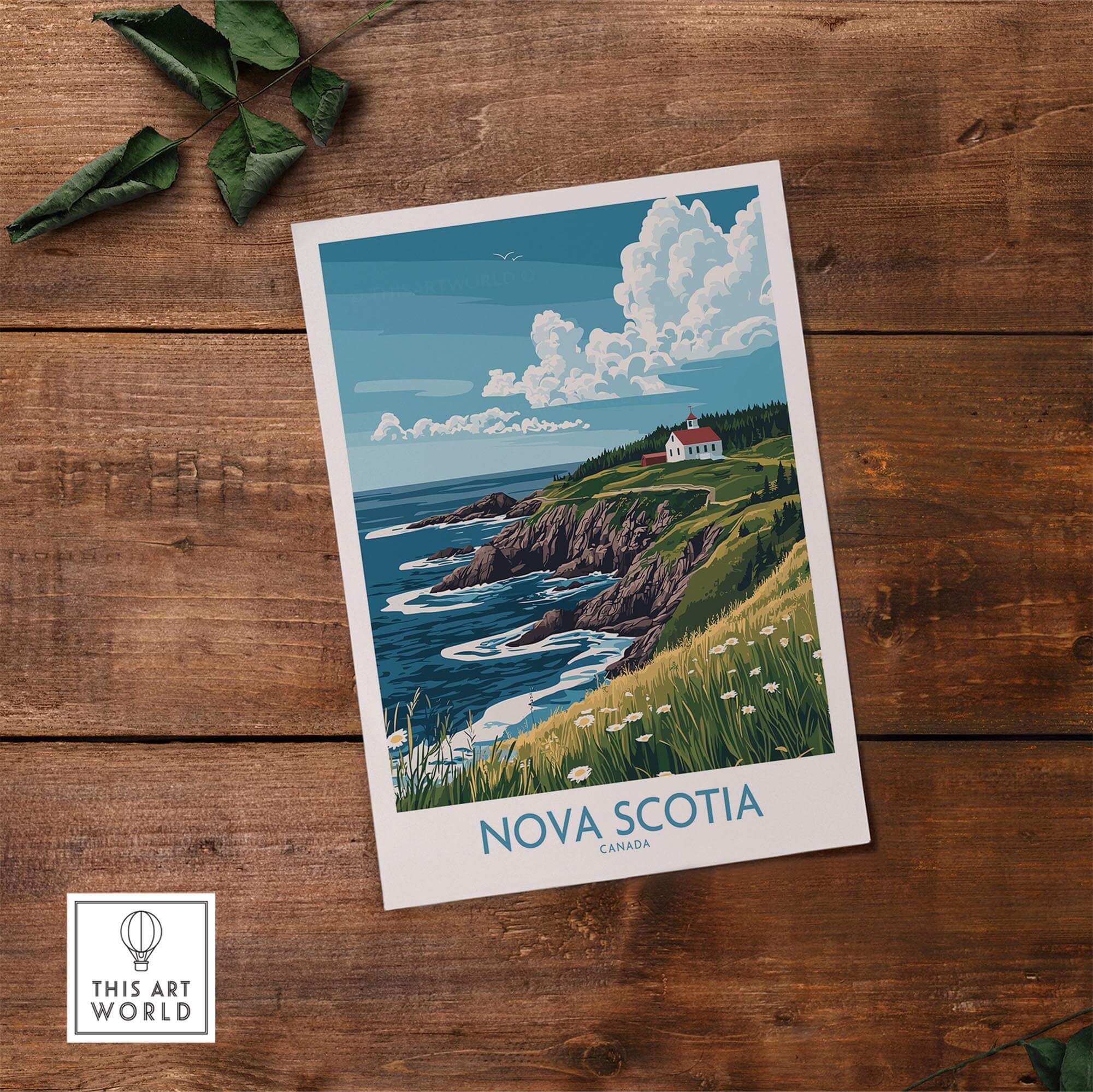 Nova Scotia Poster Canada showcasing stunning coastal landscapes and vibrant scenery of Nova Scotia, Canada.