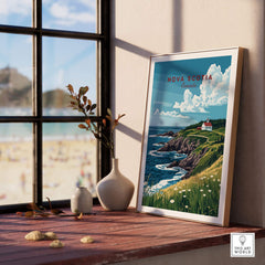 Nova Scotia Print Canada displayed in a stylish frame, showcasing the stunning coastal scenery of Nova Scotia.
