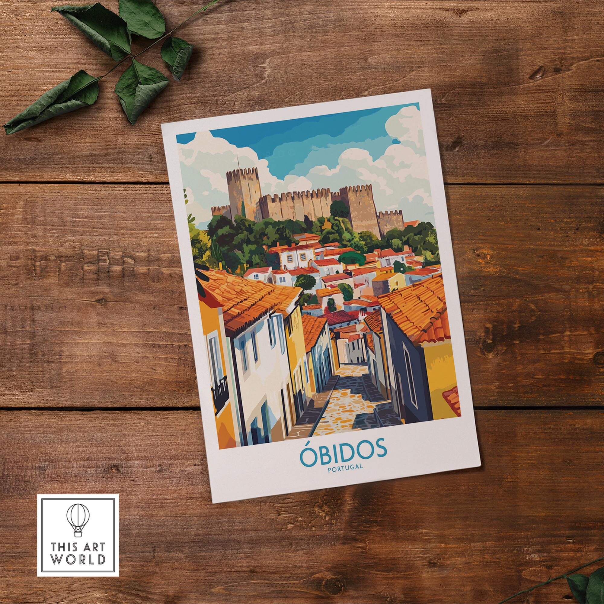 Obidos Portugal Wall Art Print featuring vibrant colors and intricate details of the charming streets and architecture.