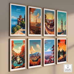 Ohrid Macedonia Travel Print and other city travel posters in a stylish gallery wall display.