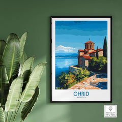 Ohrid Macedonia Wall Art Print featuring Monastery Saint Naum by the lake, adding beauty to any space.
