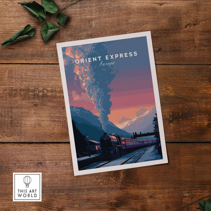 Orient Express Poster Luxury Rail Travel Poster showcasing a vintage train in a scenic landscape.