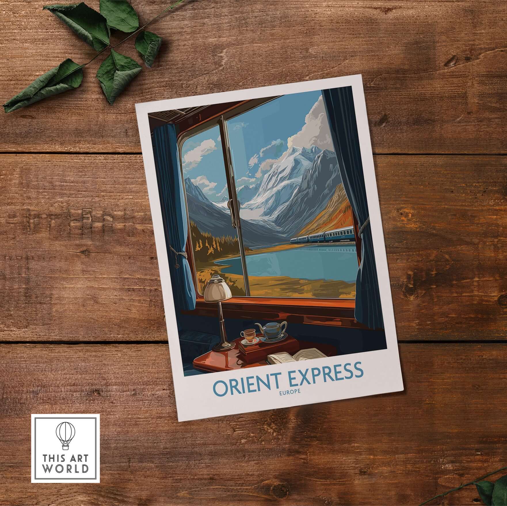 Orient Express Poster Window Art Print | Glacier Mountain View Poster featuring a stunning alpine glacier view.