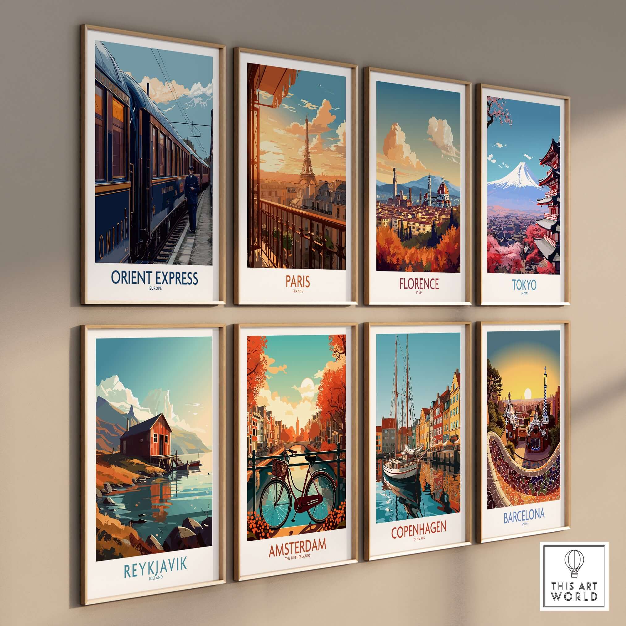 Orient Express Art Print | Vintage Train Travel Poster collection featuring iconic cityscapes and vintage train art.