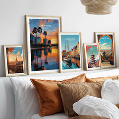 Orlando Print | Florida Urban Wall Decor showcased in a modern home setting with other city prints.