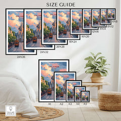 Orlando Print | Florida Home Decor size guide showcasing various print dimensions in a stylish setting.
