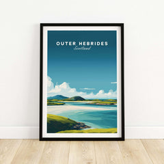 Outer Hebrides Art Print - Scottish Beach Poster - Minimalist Scottish Landscape featuring a serene coastal view.