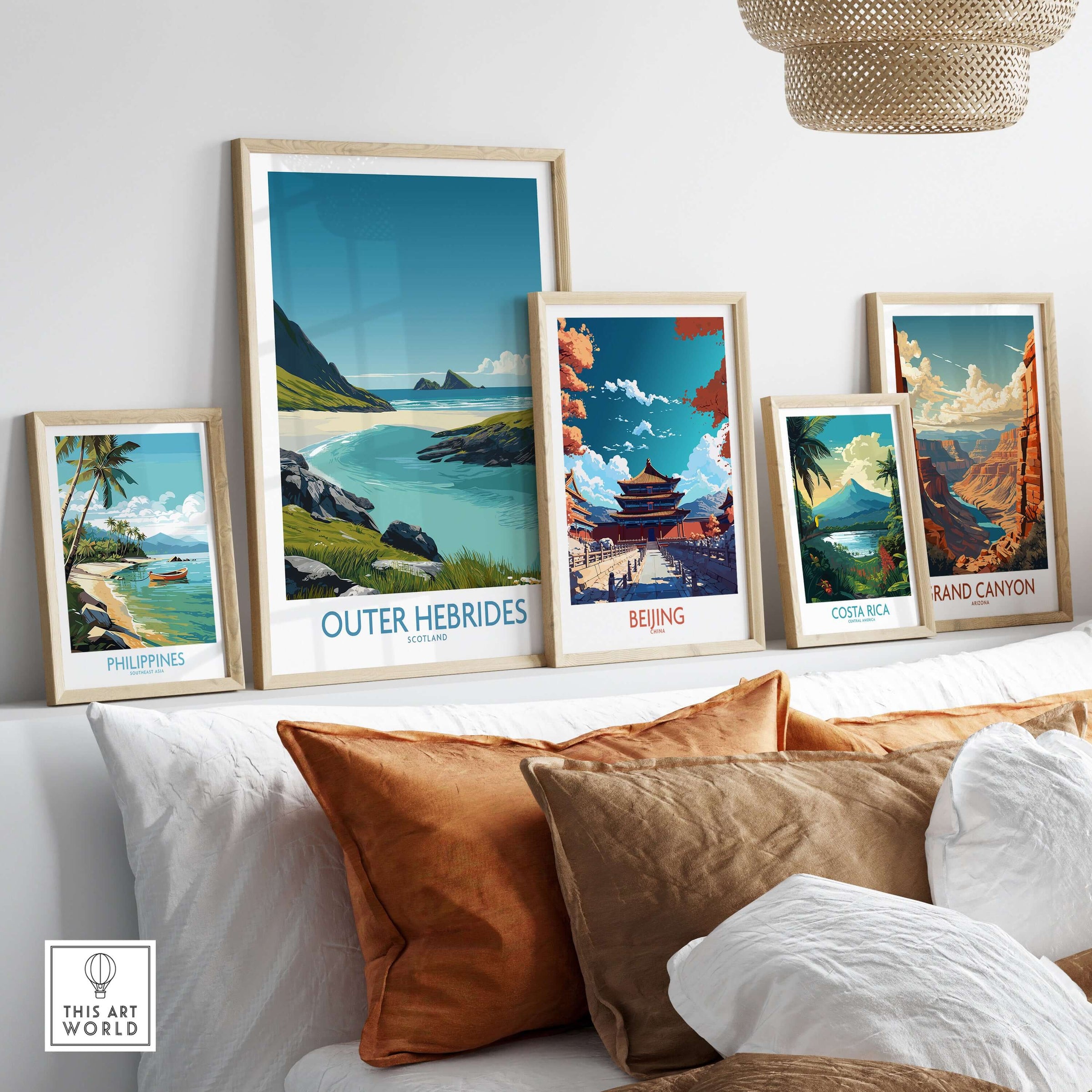 Outer Hebrides Beach Poster - Scotland Travel Print - Turquoise Water Wall Decor displayed among other travel posters.