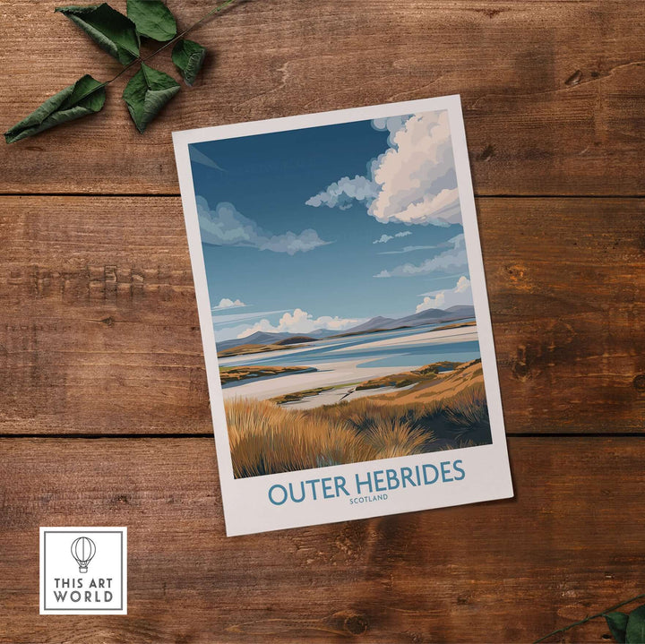 Outer Hebrides landscape poster showcasing coastal views and highland scenery in Scotland.