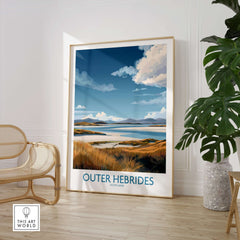 Outer Hebrides Landscape Poster - Scotland Coastal Print - Scottish Highlands Wall Art in a stylish interior setting.