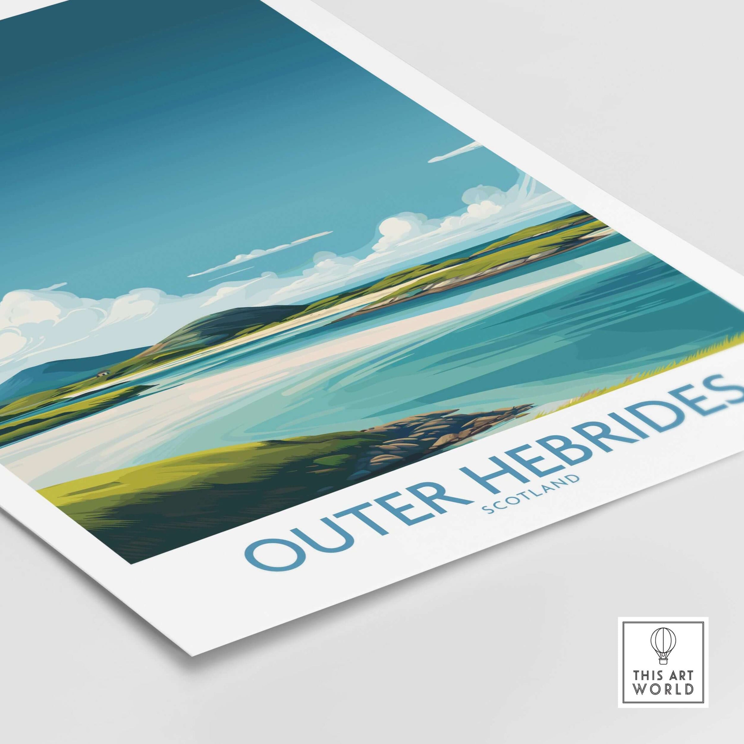 Outer Hebrides Poster - Scotland Travel Print - Scottish Islands Wall Decor featuring stunning landscapes.
