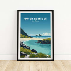 Outer Hebrides Art Print - Scottish Beach Poster - Coastal Wall Art showcasing a serene Scottish landscape.