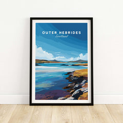 Outer Hebrides Wall Art - Scottish Islands Poster - Blue Sea Landscape Print