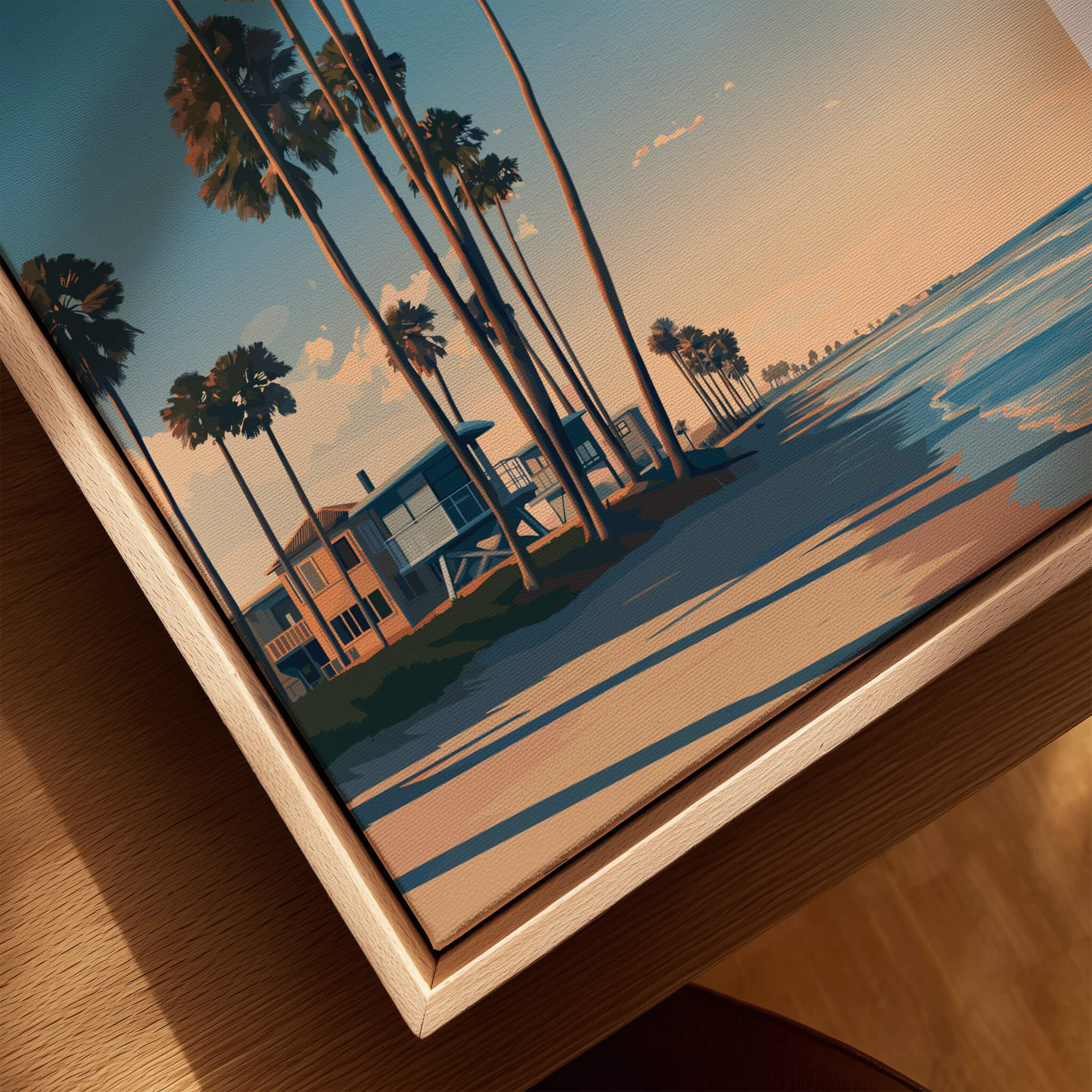 Oxnard California Wall Art Print | Pacific Coast Palms Travel Poster featuring palms and a scenic coastline.