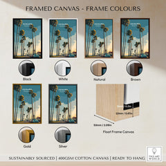 Oxnard California Wall Art Print | Palm Tree Lined Coastal Travel Poster with frame color options.