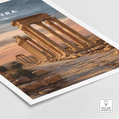 Palmyra Art Print - Roman Columns Poster - Syrian Desert Wall Decor showcasing ancient architecture in a stunning landscape.