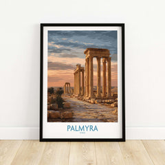 Palmyra Poster - Syria Architectural Art Print - Ancient History Wall Art featuring majestic ruins and sunset sky
