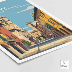 Parma Art Print - Italian Cityscape Poster - Minimalist Architectural Decor showcasing a vibrant street in Parma, Italy.