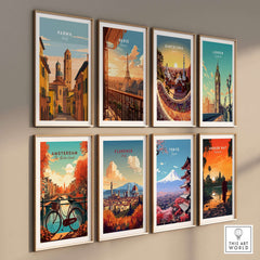 Parma Art Print - Italian Street Scene Poster - Italy Wall Art displayed alongside other city posters