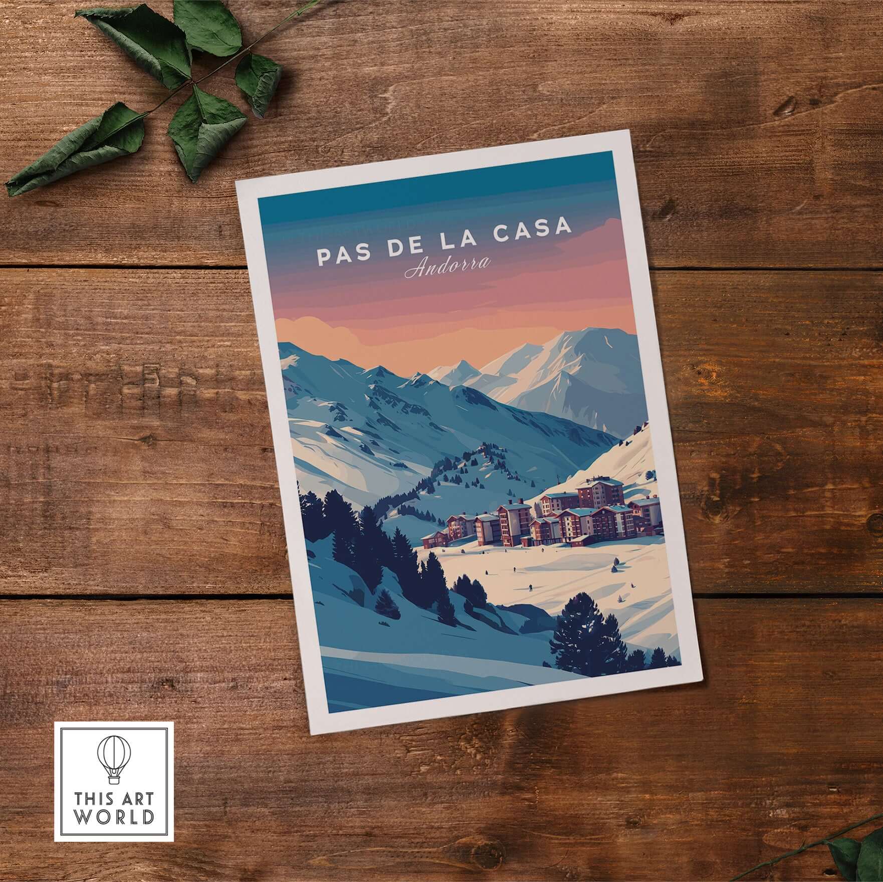 Pas de la Casa Wall Art | Andorra Travel Print showcasing a picturesque ski destination with mountains and ski resort.