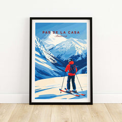 Pas de la Casa Grandvalira Ski Print | Winter Sports Wall Decor featuring a skier in the mountains.