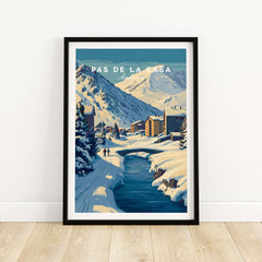 Pas de la Casa Pyrenees Ski Town View Print | Winter Landscape Home Decor showcasing a snowy landscape and ski town.