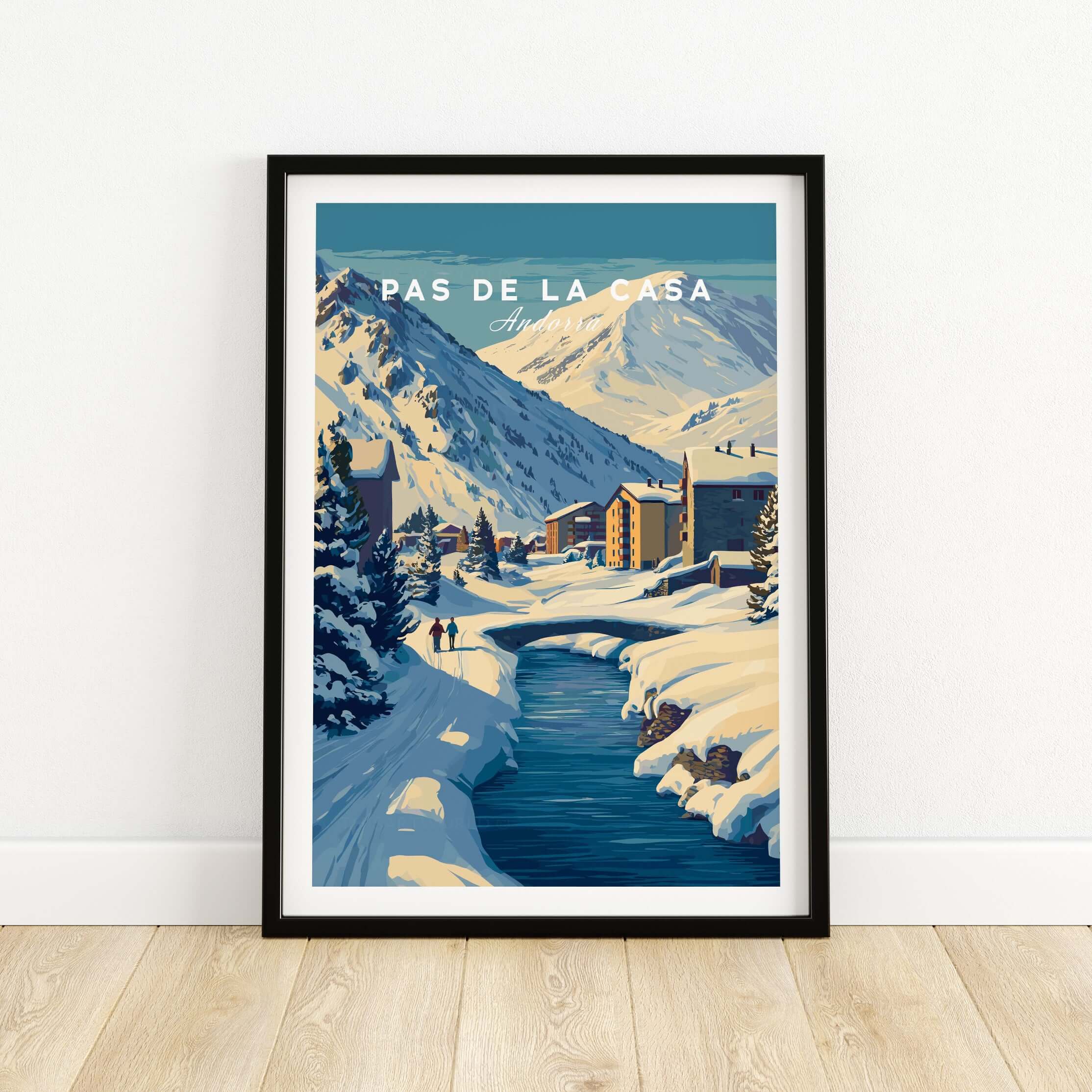 Pas de la Casa Pyrenees Ski Town View Print | Winter Landscape Home Decor showcasing a snowy landscape and ski town.
