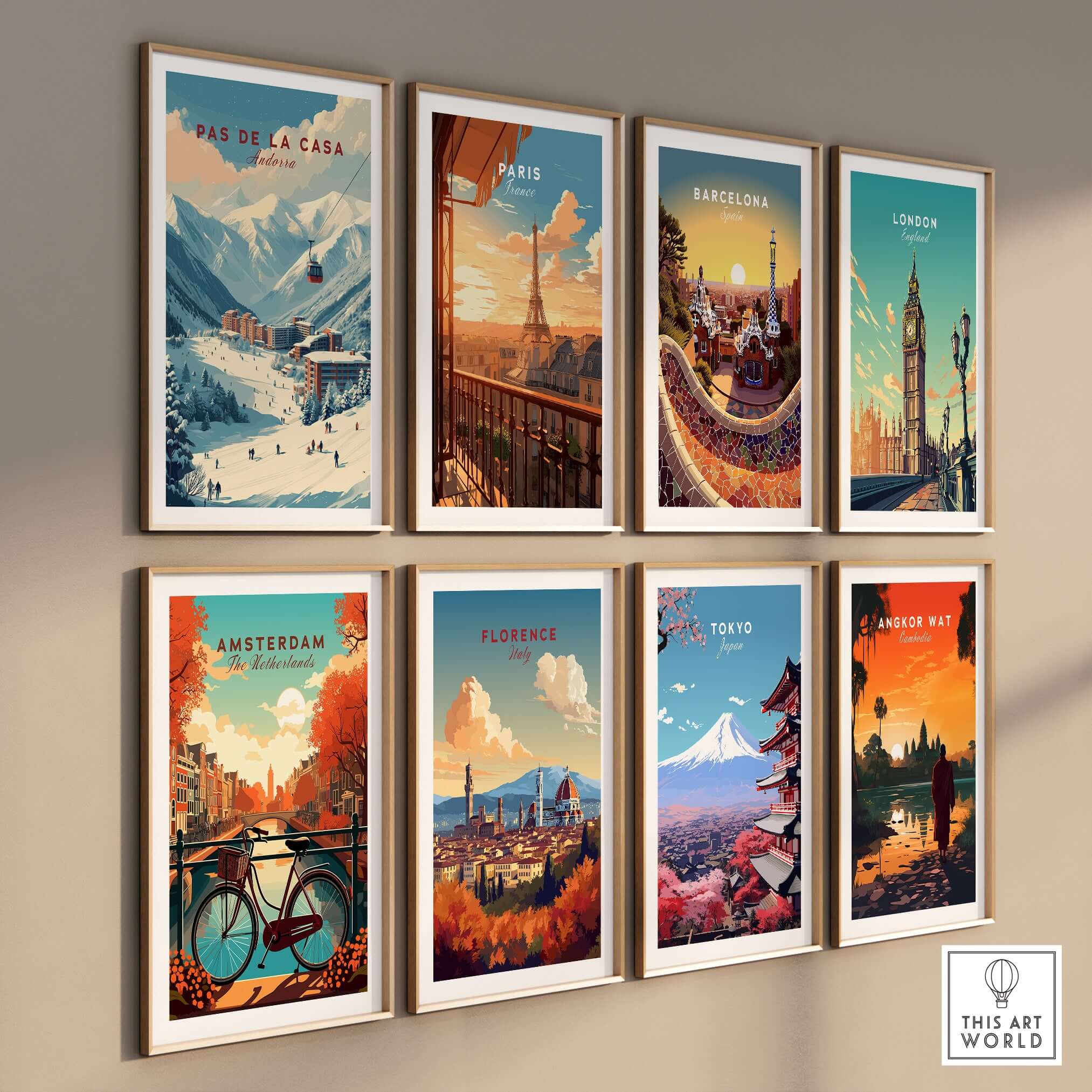 Pas de la Casa Winter Village and Slopes Print | Ski Wall Art showcased among various city prints