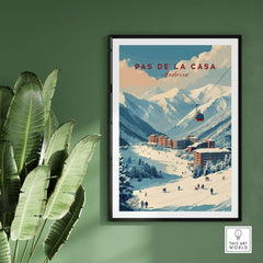 Pas de la Casa Winter Village and Slopes Print | Ski Wall Art featuring a scenic view of the Andorran mountains.