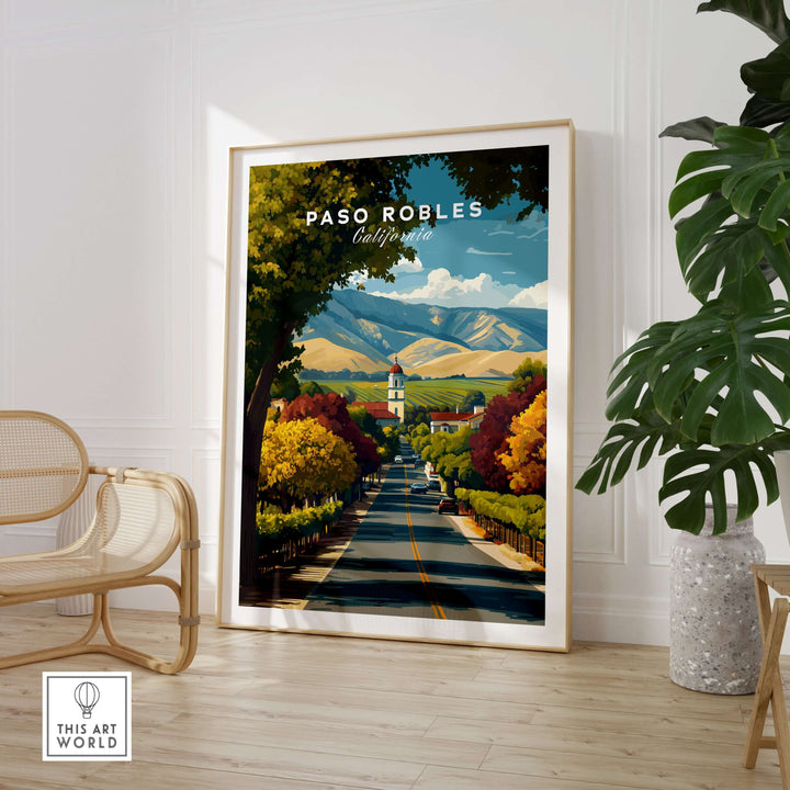Paso Robles Print | California Home Decor artwork showcasing scenic landscapes and vineyards in a cozy home setting.