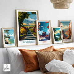 Paso Robles California Wine Country Art Print | Vineyard Travel Poster displayed among travel-themed art prints