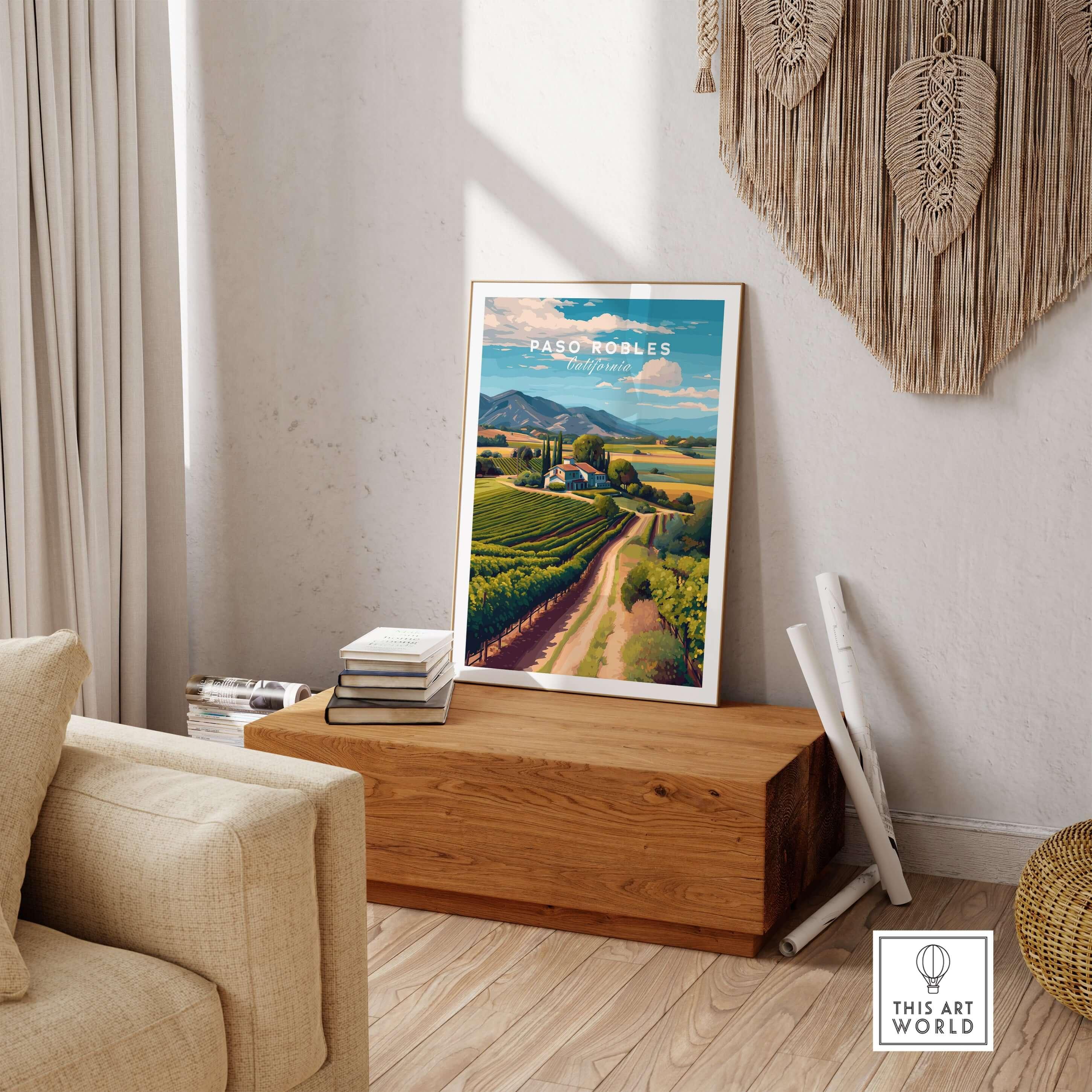 Paso Robles Farmhouse and Vines Print | California Wine Lover Wall