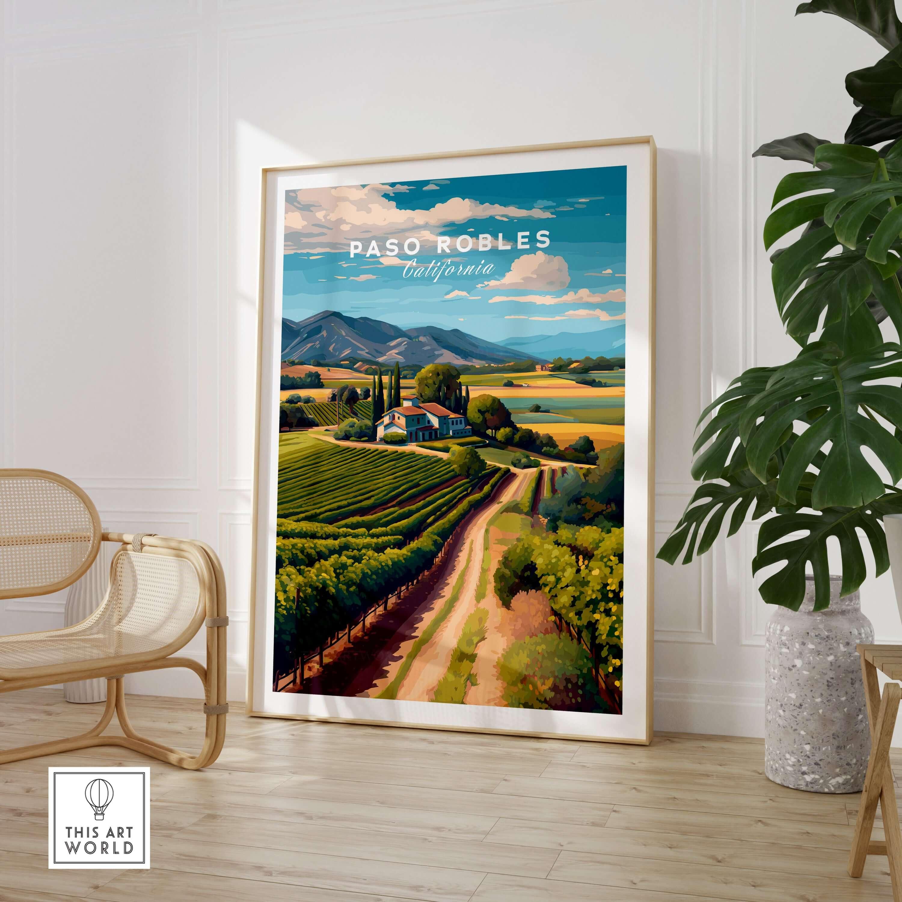 Paso Robles Farmhouse and Vines Print | California Wine Lover Wall