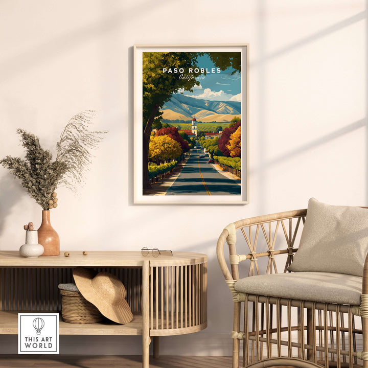 Paso Robles Print | California Home Decor featuring serene landscapes and vineyards in a stylish living space.