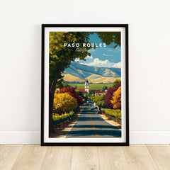 Paso Robles Print | California Home Decor - Beautiful landscape artwork of Paso Robles with vineyards and mountains.