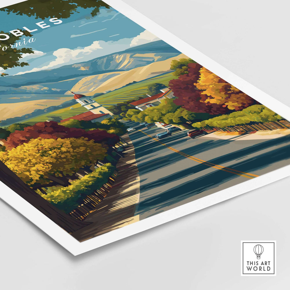 Paso Robles Print | California Home Decor showcasing scenic vineyards and rolling hills.